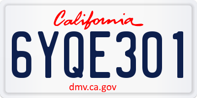 CA license plate 6YQE301