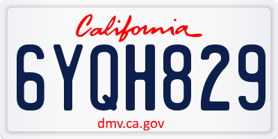 CA license plate 6YQH829