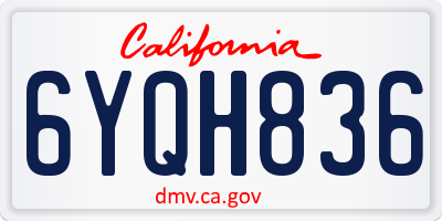 CA license plate 6YQH836