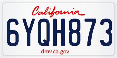 CA license plate 6YQH873