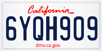 CA license plate 6YQH909