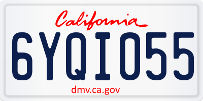 CA license plate 6YQI055