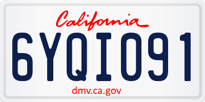 CA license plate 6YQI091