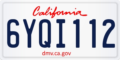 CA license plate 6YQI112