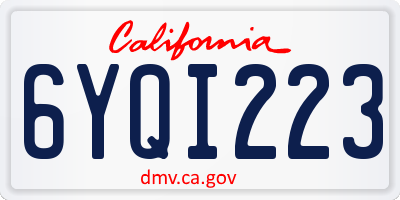 CA license plate 6YQI223