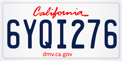 CA license plate 6YQI276
