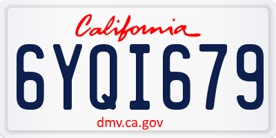CA license plate 6YQI679