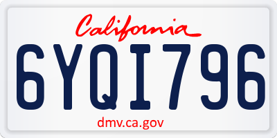 CA license plate 6YQI796