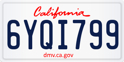 CA license plate 6YQI799