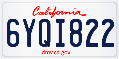 CA license plate 6YQI822