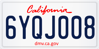 CA license plate 6YQJ008
