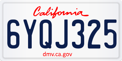 CA license plate 6YQJ325
