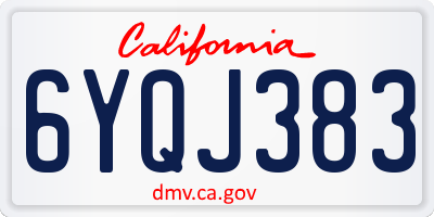 CA license plate 6YQJ383