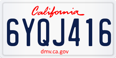 CA license plate 6YQJ416
