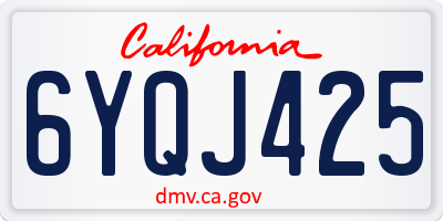 CA license plate 6YQJ425