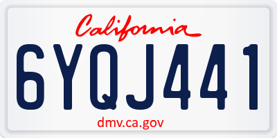 CA license plate 6YQJ441