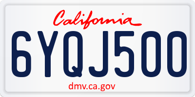 CA license plate 6YQJ500
