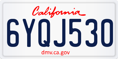 CA license plate 6YQJ530