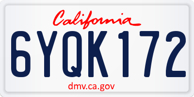 CA license plate 6YQK172