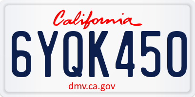 CA license plate 6YQK450