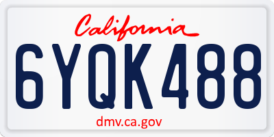 CA license plate 6YQK488