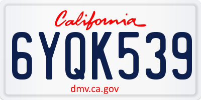 CA license plate 6YQK539
