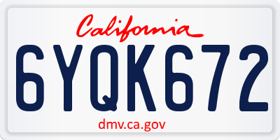 CA license plate 6YQK672