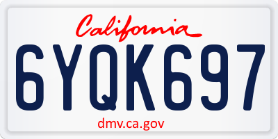 CA license plate 6YQK697
