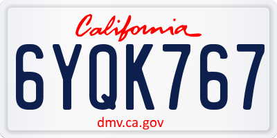 CA license plate 6YQK767