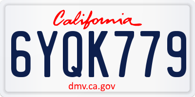 CA license plate 6YQK779