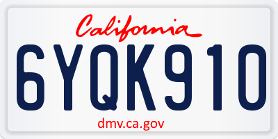 CA license plate 6YQK910