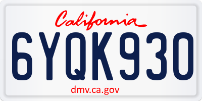 CA license plate 6YQK930