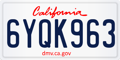 CA license plate 6YQK963