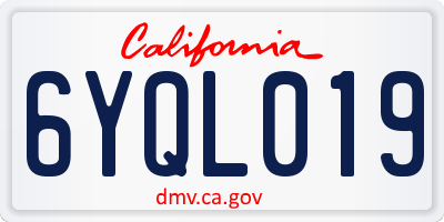 CA license plate 6YQL019