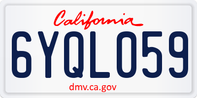 CA license plate 6YQL059