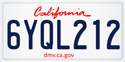 CA license plate 6YQL212