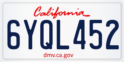CA license plate 6YQL452