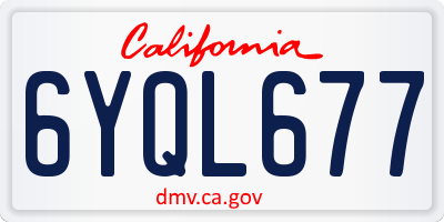 CA license plate 6YQL677