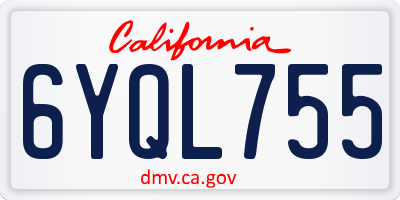 CA license plate 6YQL755