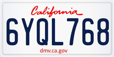 CA license plate 6YQL768