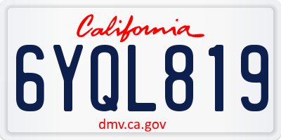 CA license plate 6YQL819