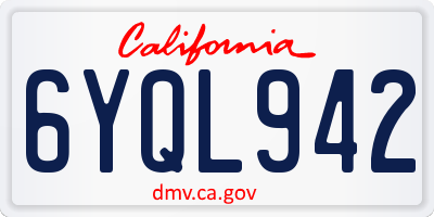 CA license plate 6YQL942