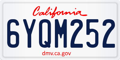 CA license plate 6YQM252
