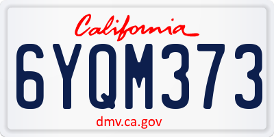 CA license plate 6YQM373