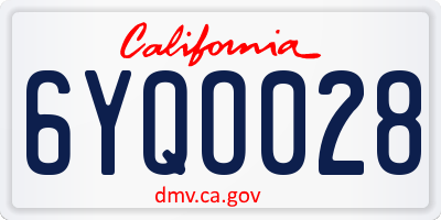 CA license plate 6YQO028