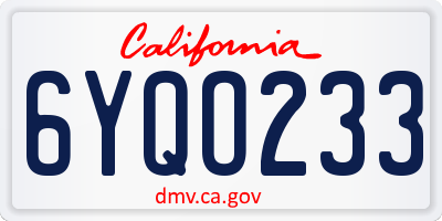 CA license plate 6YQO233