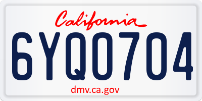 CA license plate 6YQO704