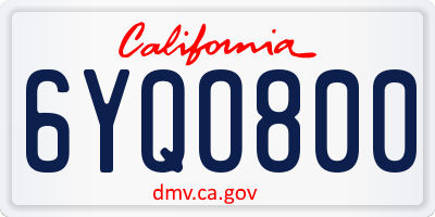 CA license plate 6YQO800