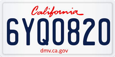 CA license plate 6YQO820