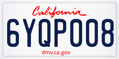 CA license plate 6YQP008